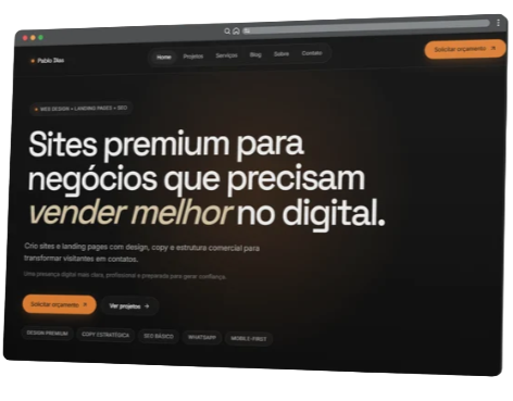 Prévia dos sites e landing pages